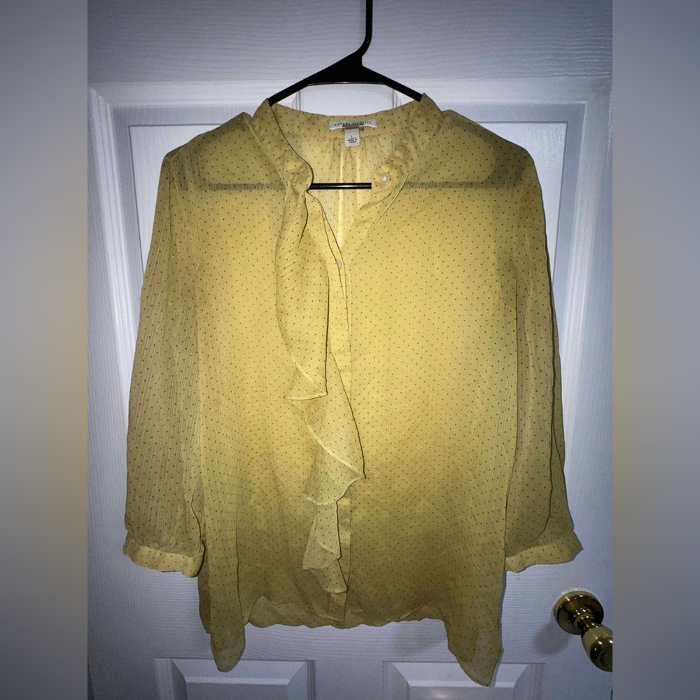 Banana Republic Yellow Ruffle Front Blouse